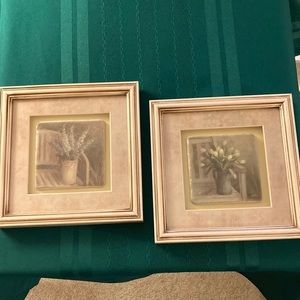 NWOT 2 Matted and Framed in Gold Floral Coasters 8” x 8” x 1”